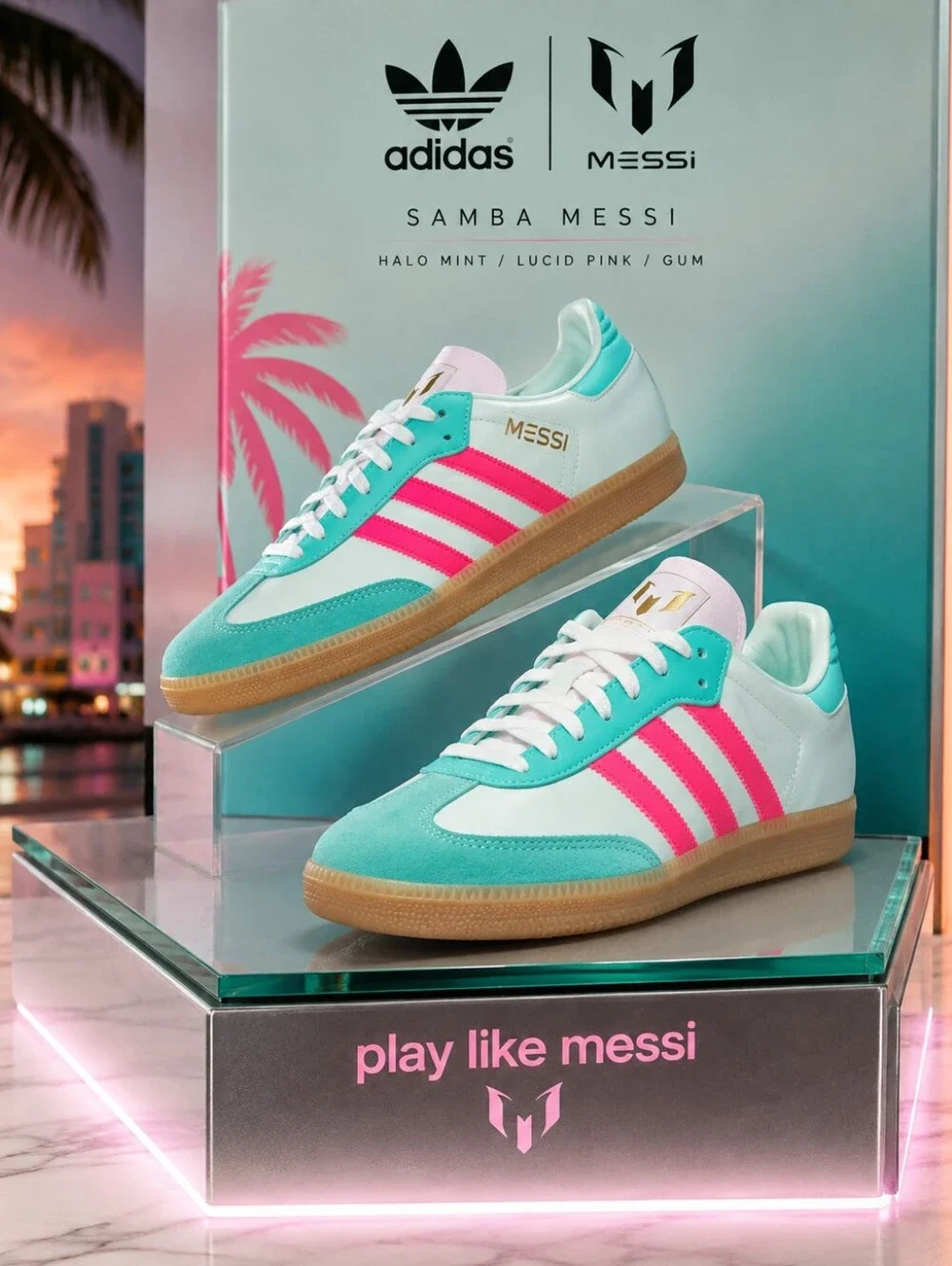 adidas Samba Messi KI8505 Halo Mint Lucid Pink Gum NEW Unisex